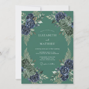 Invitation Mariage dans une forêt atmosphérique sarcelle fonc