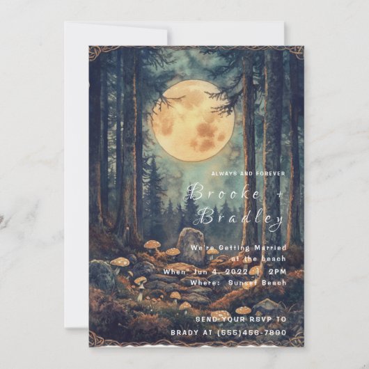 Invitation Mariage dans une forêt enchantée au clair de lune (Devant)
