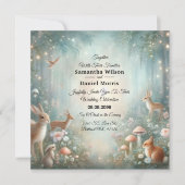 Invitation Mariage dans une forêt enchantée de sarcelle et de (Devant)