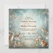 Invitation Mariage dans une forêt enchantée de sarcelle et de (Devant)