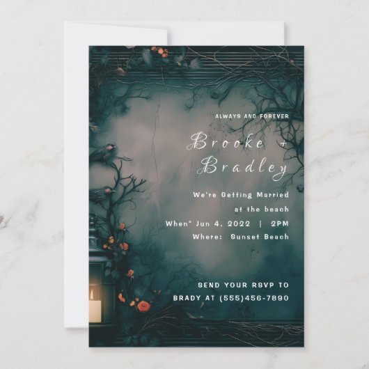 Invitation Mariage dans une forêt enchantée sombre (Devant)