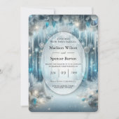 Invitation Mariage dans une forêt enneigée scintillante (Devant)