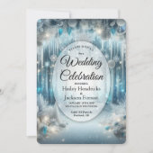 Invitation Mariage dans une forêt enneigée scintillante (Devant)