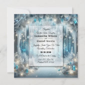 Invitation Mariage dans une forêt enneigée scintillante (Devant)