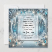 Invitation Mariage dans une forêt enneigée scintillante (Devant)