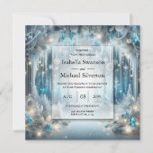 Invitation Mariage dans une forêt enneigée scintillante (Devant)