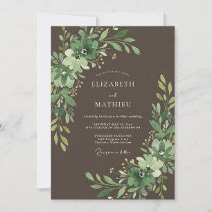 Invitation Mariage dans une forêt sombre et brune