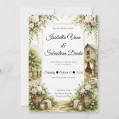 Invitation Mariage dans une grange rustique (Devant)