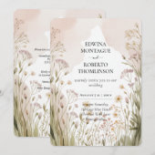 Invitation Mariage dans une Prairie de Fleurs Sauvages Hérita (Devant / Derrière)