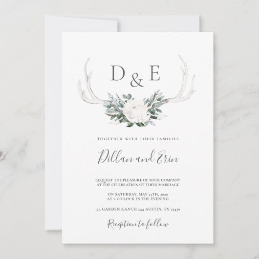 Invitation mariage d'Antler Boho (Devant)