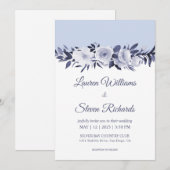 Invitation Mariage d'antoinette bleu doux personnalisé blanc (Devant / Derrière)