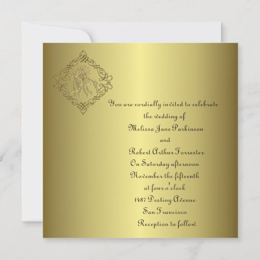 Invitation Mariage d'apparence gravé d'or (Dos)