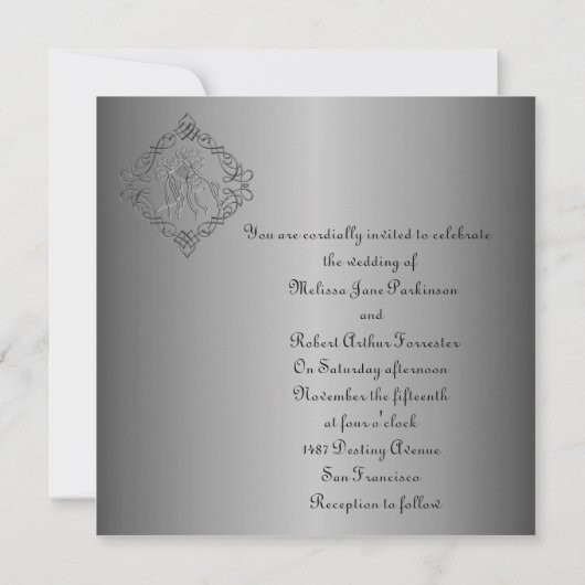 Invitation Mariage d'apparence gravé en argent (Dos)