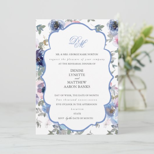 Invitation Mariage d'appel d'offres Set Cornflower Blue Invit (Debout devant)