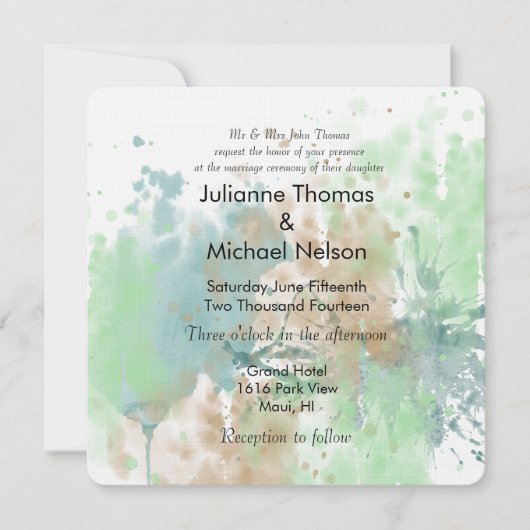 Invitation Mariage d'aquarelle (Devant)