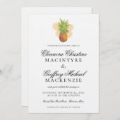 Invitation Mariage d'aquarelle à ananas de l'île tropicale (Devant / Derrière)
