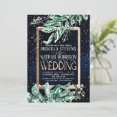 Invitation Mariage d'aquarelle à feuilles de neige de la mari (Debout devant)