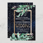 Invitation Mariage d'aquarelle à feuilles de neige de la mari (Devant / Derrière)