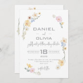 Invitation Mariage d'aquarelle à fleurs blanches (Devant / Derrière)