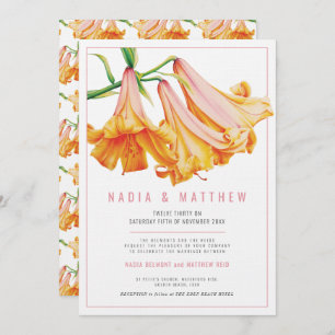 Invitation mariage d'aquarelle à fleurs de laine orange