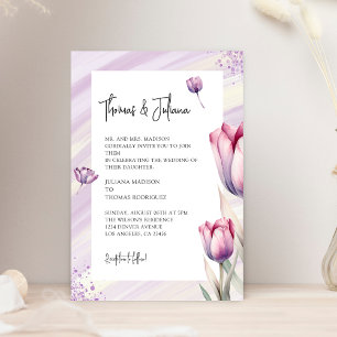 Invitation Mariage d'aquarelle à fleurs de tulipe violet