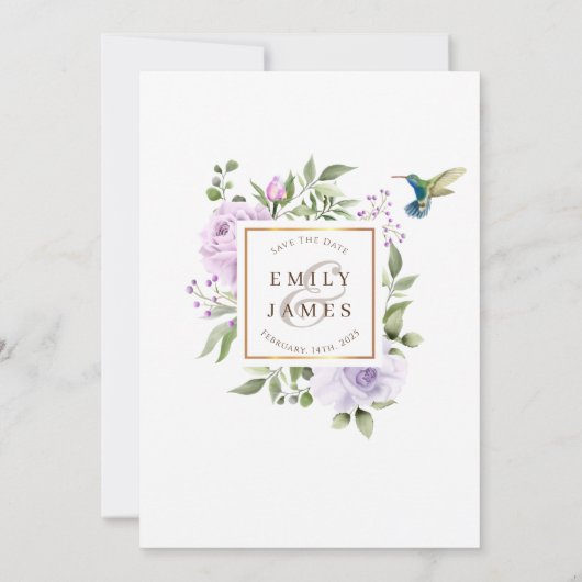 Invitation Mariage d'aquarelle à Rose pourpre (Dos)