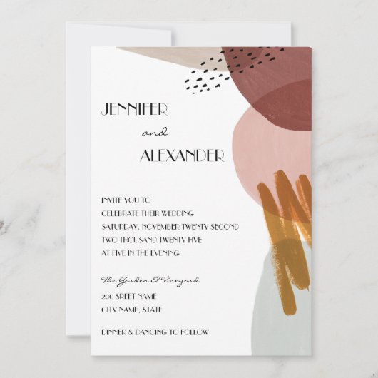 Invitation Mariage d'aquarelle Abstrait (Devant)