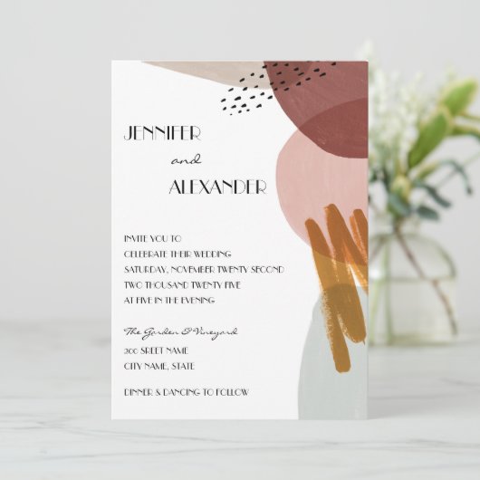 Invitation Mariage d'aquarelle Abstrait (Debout devant)