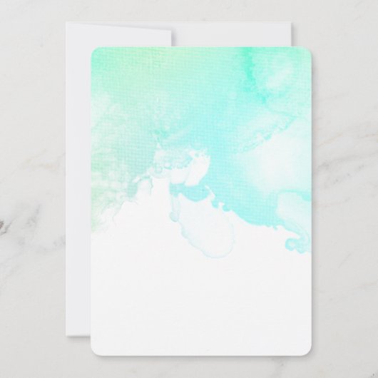 Invitation Mariage d'aquarelle Abstrait vert et bleu (Dos)