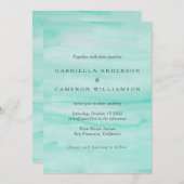 Invitation Mariage d'aquarelle Abstrait vert Mint de mer (Devant / Derrière)