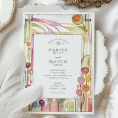 Invitation Mariage d'aquarelle Abstraite Art Nouveau Floral