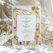 Invitation Mariage d'aquarelle Abstraite Art Nouveau Floral