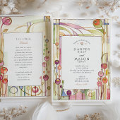 Invitation Mariage d'aquarelle Abstraite Art Nouveau Floral