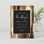 Invitation Mariage d'aquarelle Abstraite moderne Gold & Dark (Debout devant)
