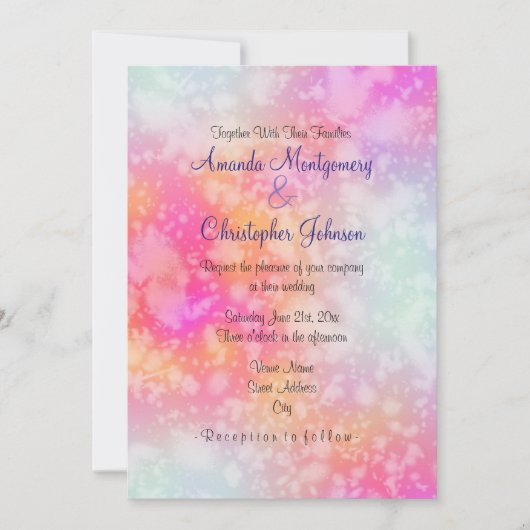 Invitation Mariage d'aquarelle Abstraite rose et orange (Devant)