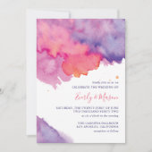 Invitation Mariage d'aquarelle Abstraite rose et violet corai (Devant)