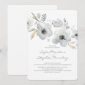 Invitation Mariage d'aquarelle Anemones Bouquet Vintage (Devant / Derrière)