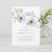 Invitation Mariage d'aquarelle Anemones Bouquet Vintage (Debout devant)