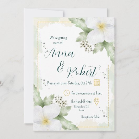 Invitation Mariage d'aquarelle Apple Blossom (Devant)