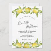 Invitation Mariage d'aquarelle aux citrons fleuris (Devant)