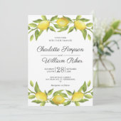 Invitation Mariage d'aquarelle aux citrons fleuris (Debout devant)