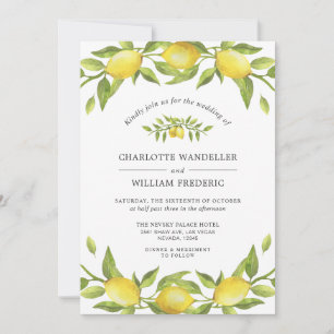 Invitation Mariage d'aquarelle aux citrons fleuris