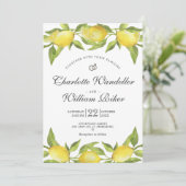 Invitation Mariage d'aquarelle aux citrons fleuris (Debout devant)