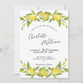 Invitation Mariage d'aquarelle aux citrons fleuris (Devant)