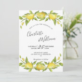 Invitation Mariage d'aquarelle aux citrons fleuris (Debout devant)