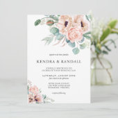 Invitation Mariage d'aquarelle beige et de verdure (Debout devant)
