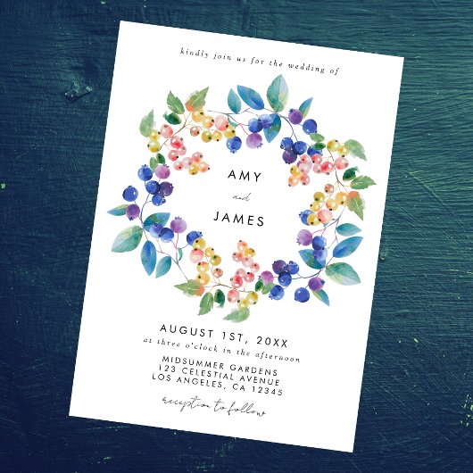 Invitation Mariage d'aquarelle Berry