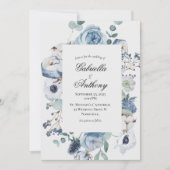 Invitation Mariage d'aquarelle bleu (Devant)