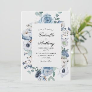 Invitation Mariage d'aquarelle bleu