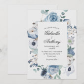 Invitation Mariage d'aquarelle bleu (Devant / Derrière)